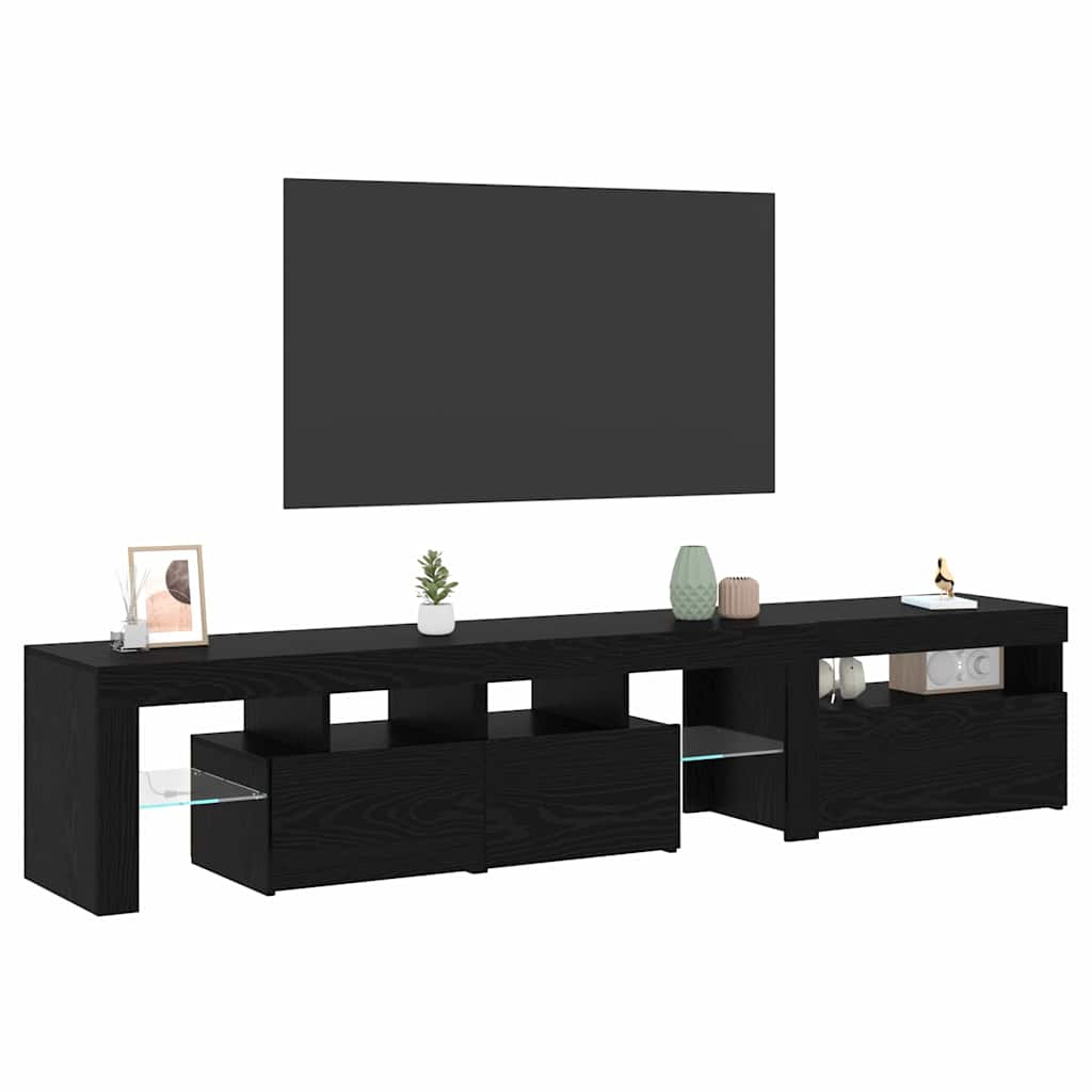 Mobile TV con led 2 pcs Rovere Nero 200 x 36,5 x 40 cm