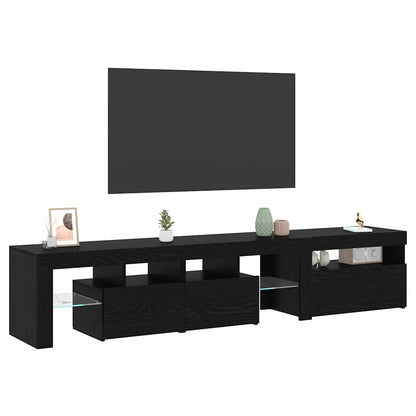 Mobile TV con led 2 pcs Rovere Nero 200 x 36,5 x 40 cm