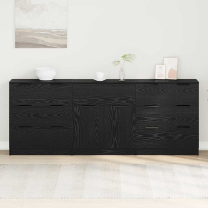 Credenza 3 pcs Rovere Nero 181 x 30 x 70 cm Legno multistrato
