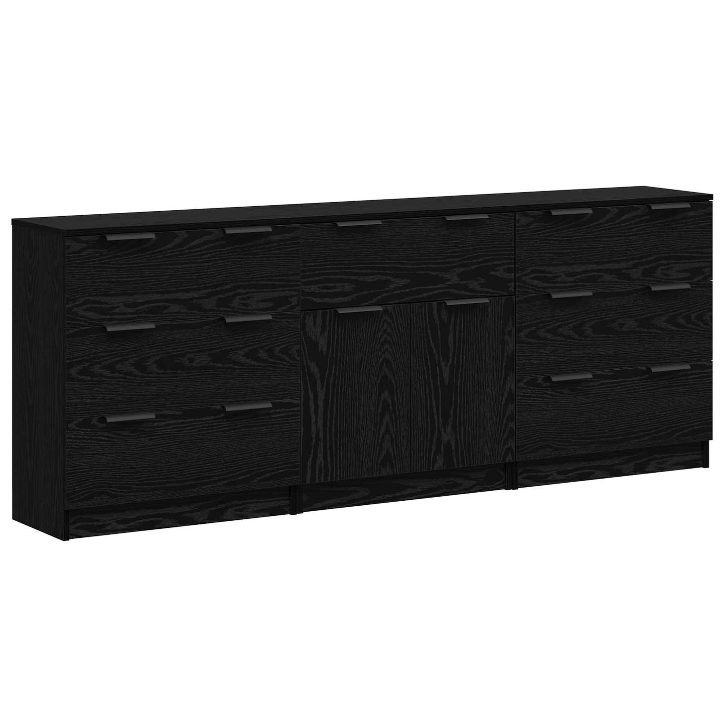 Credenza 3 pcs Rovere Nero 181 x 30 x 70 cm Legno multistrato