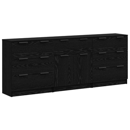 Credenza 3 pcs Rovere Nero 181 x 30 x 70 cm Legno multistrato