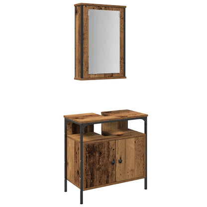Set di mobili per il bagno 2 pcs Marrone Legno multistrato
