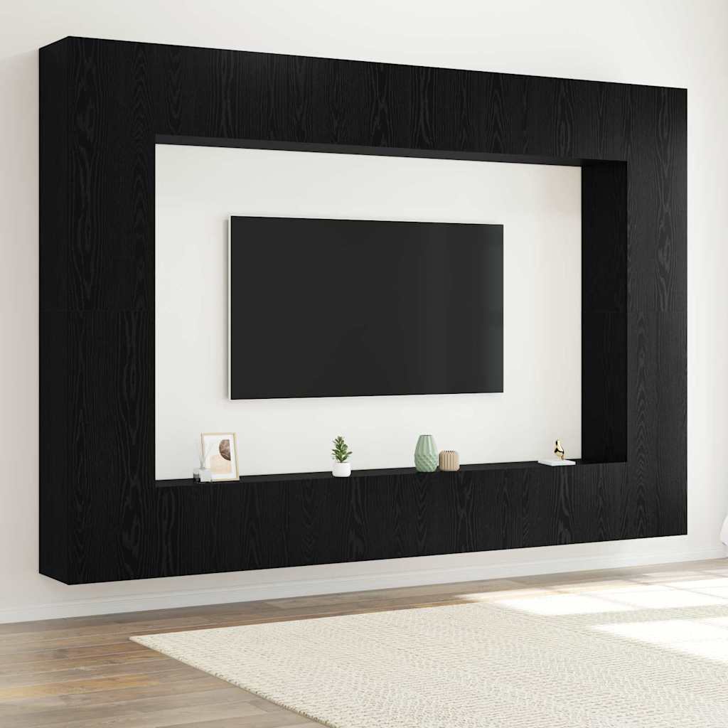 Set mobile TV 8 pcs Rovere Nero 100 x 30 x 30 cm