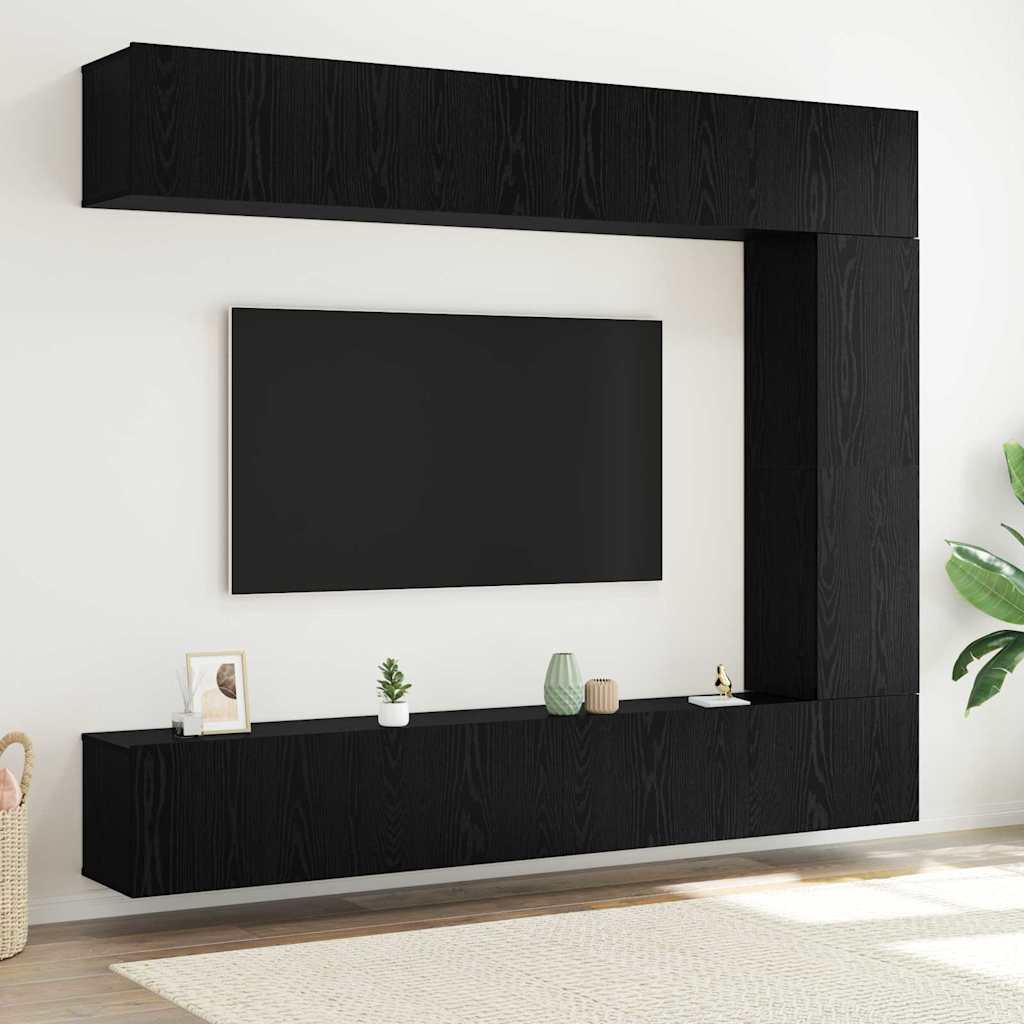 Set mobile TV 5 pcs Rovere Nero Legno multistrato