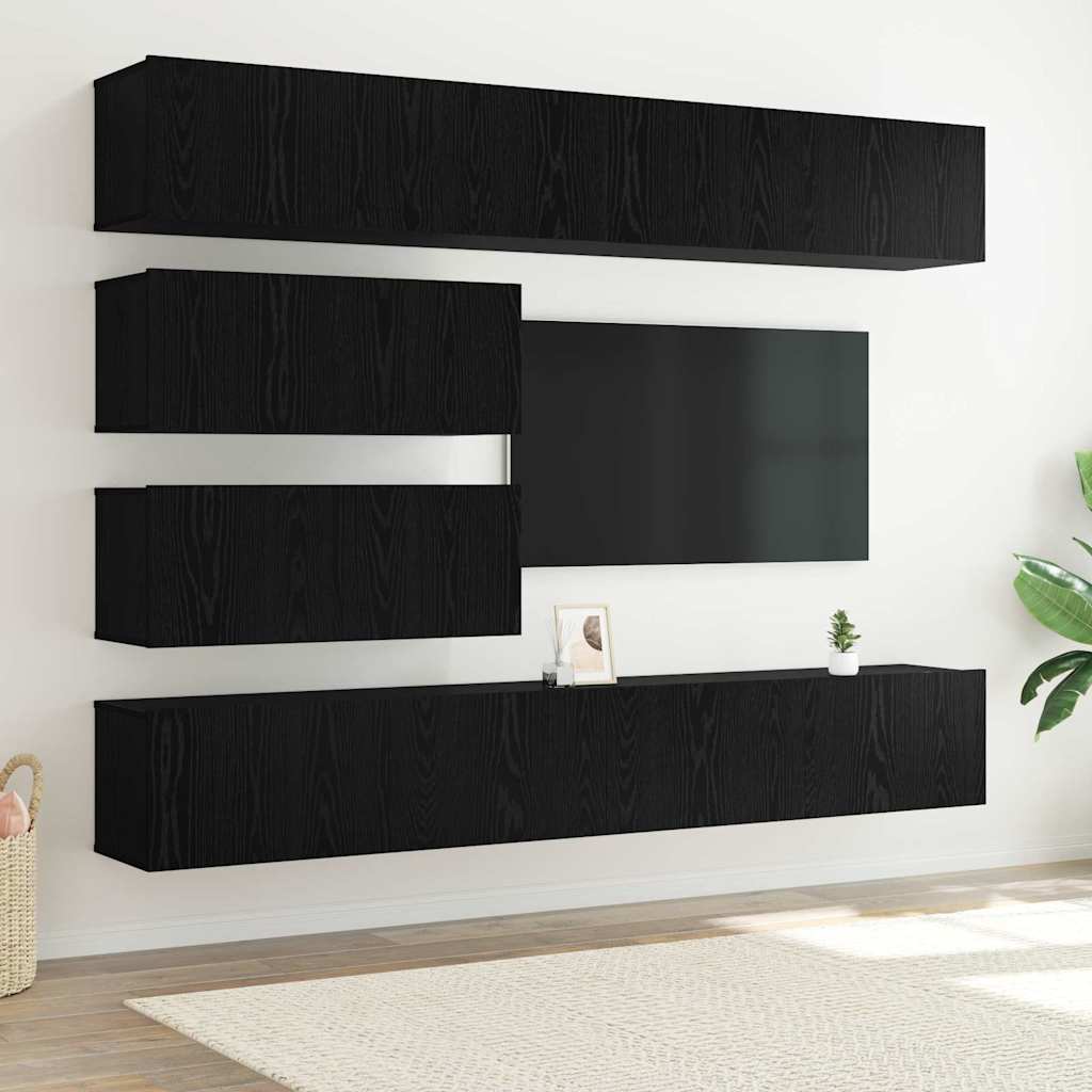 Set mobile TV 6 pcs Rovere Nero Legno multistrato