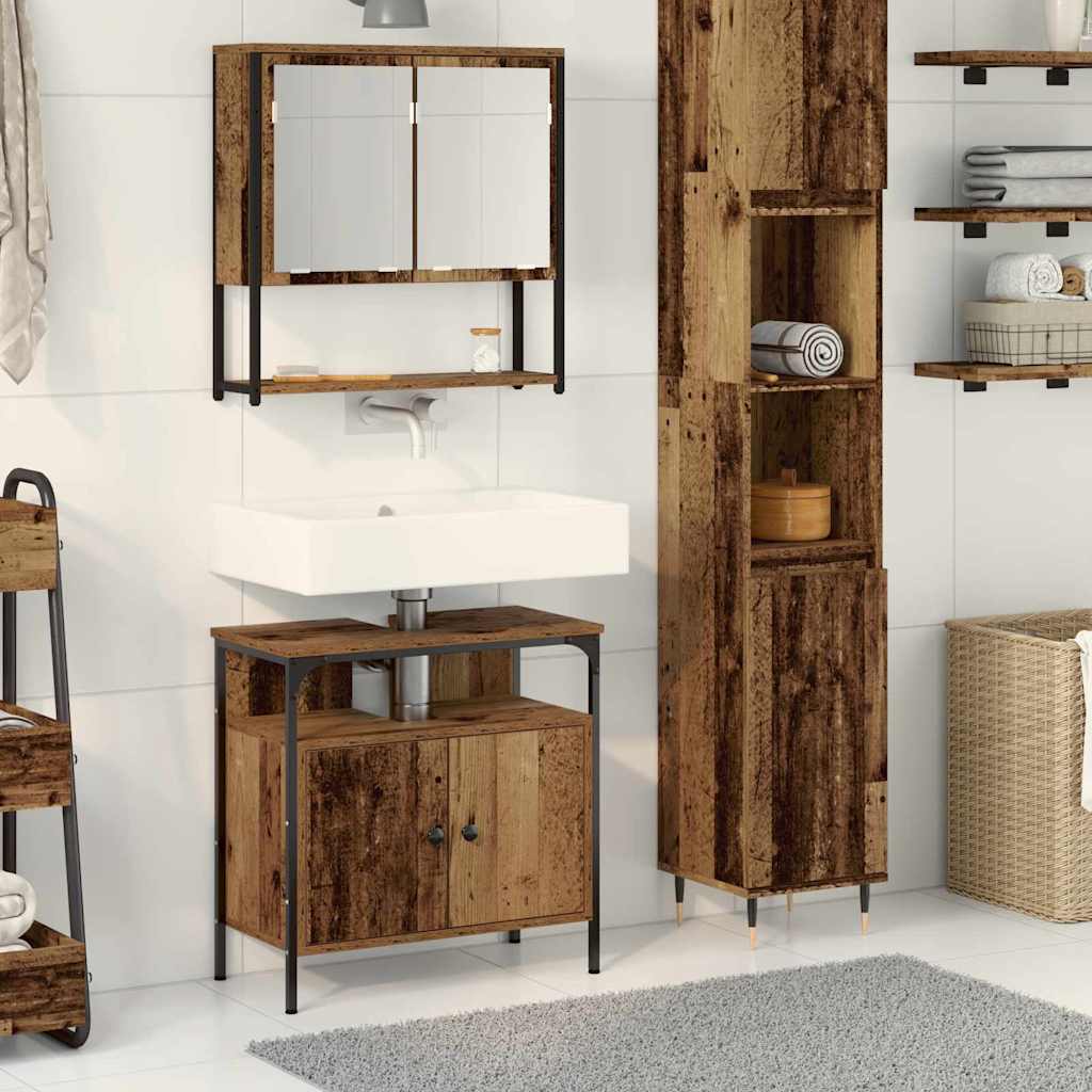 Set di mobili per il bagno 2 pcs Marrone Legno multistrato