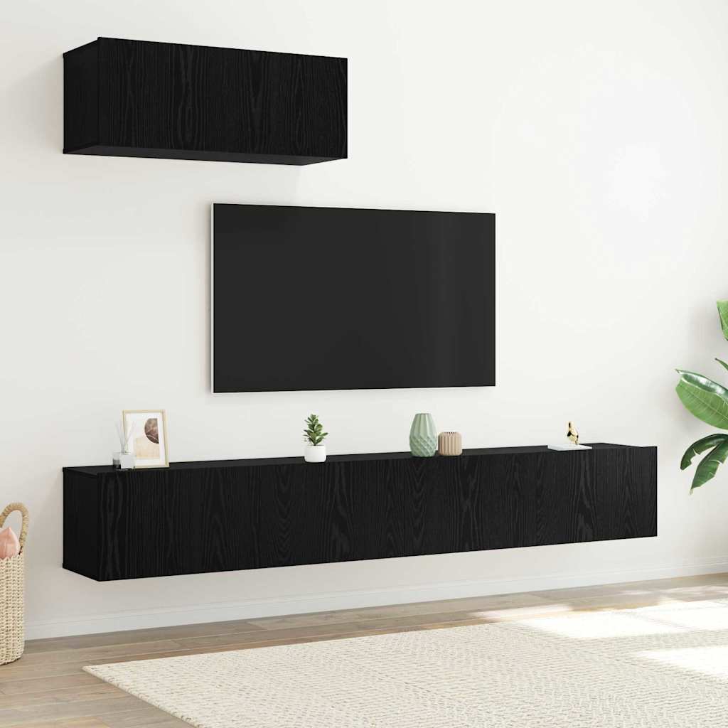 Set mobile TV 3 pcs Rovere Nero Legno multistrato