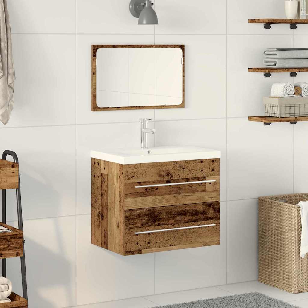 Armadio per Lavabo da Bagno con cassetto 2 pcs Legno vecchio