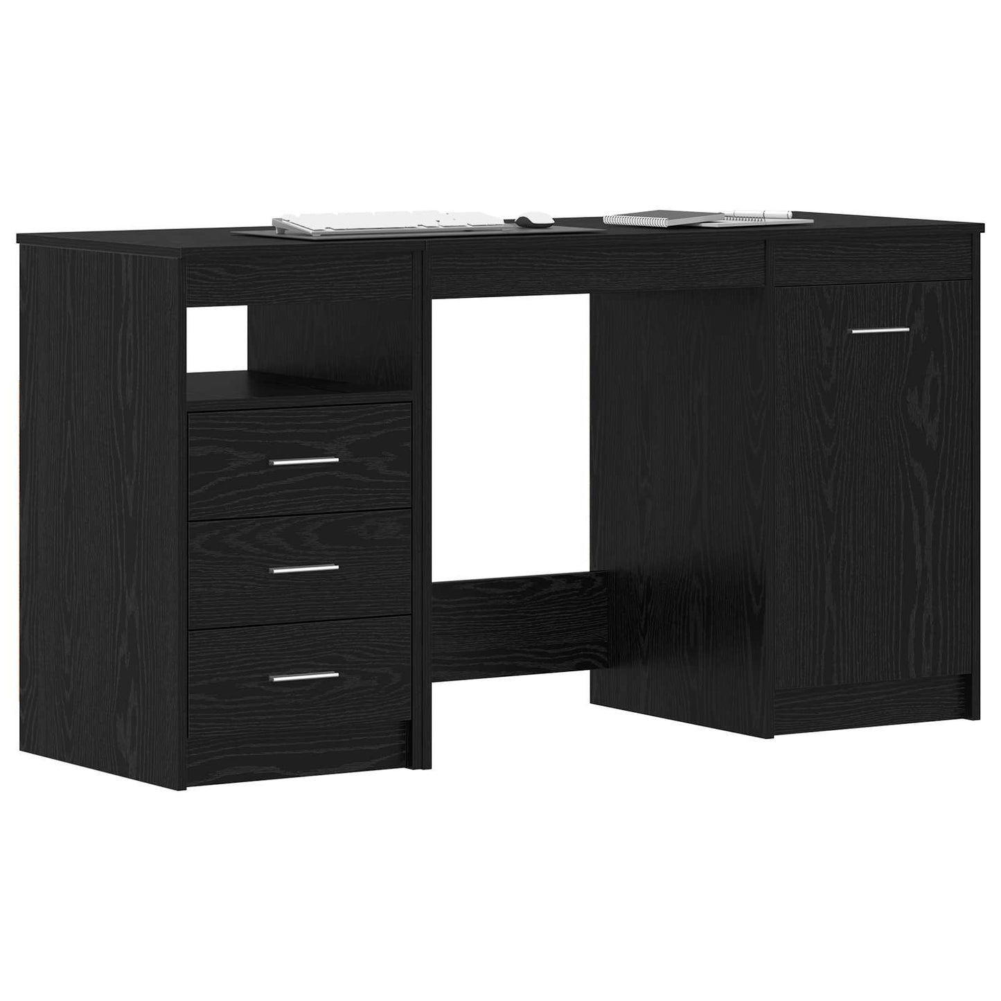 Scrivania 2 pcs Rovere Nero 140 x 50 x 76 cm Legno multistrato
