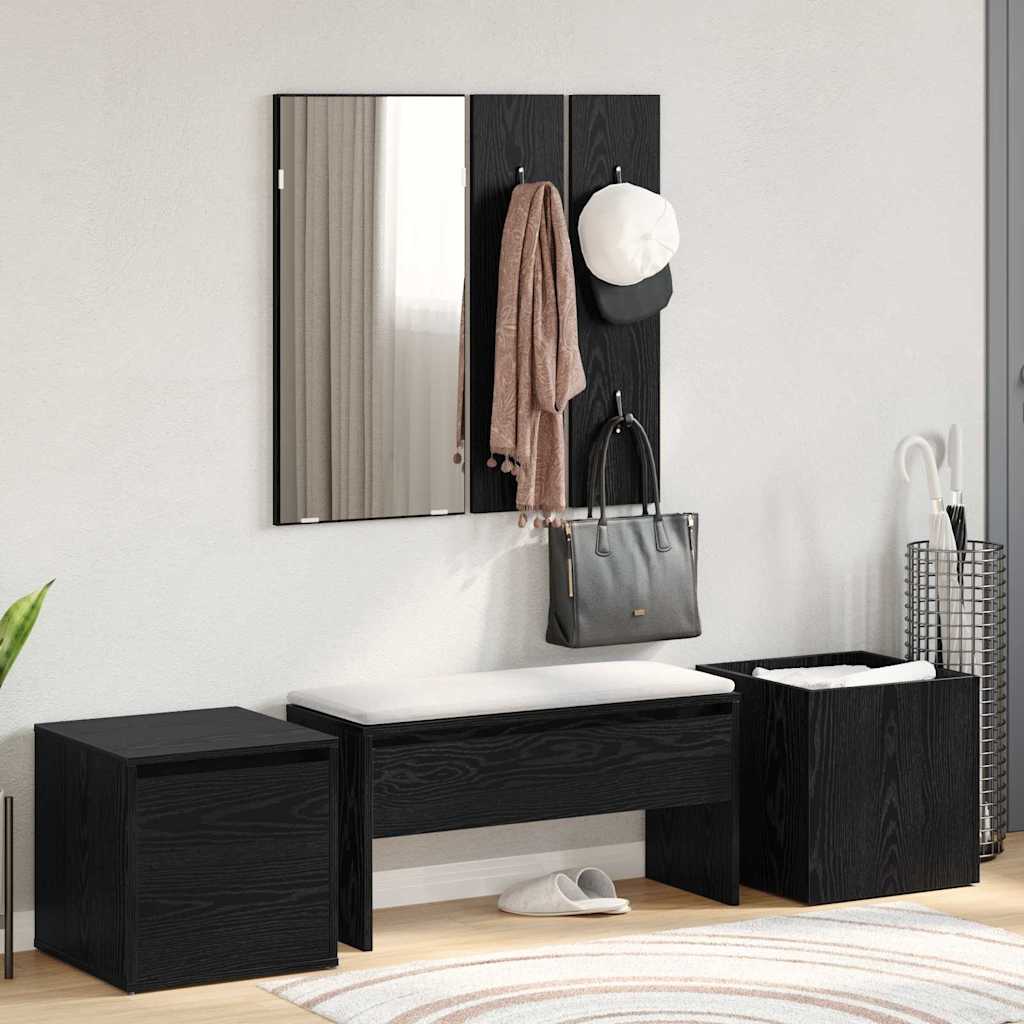 Set mobili da ingresso con specchio 6 pcs Legno multistrato