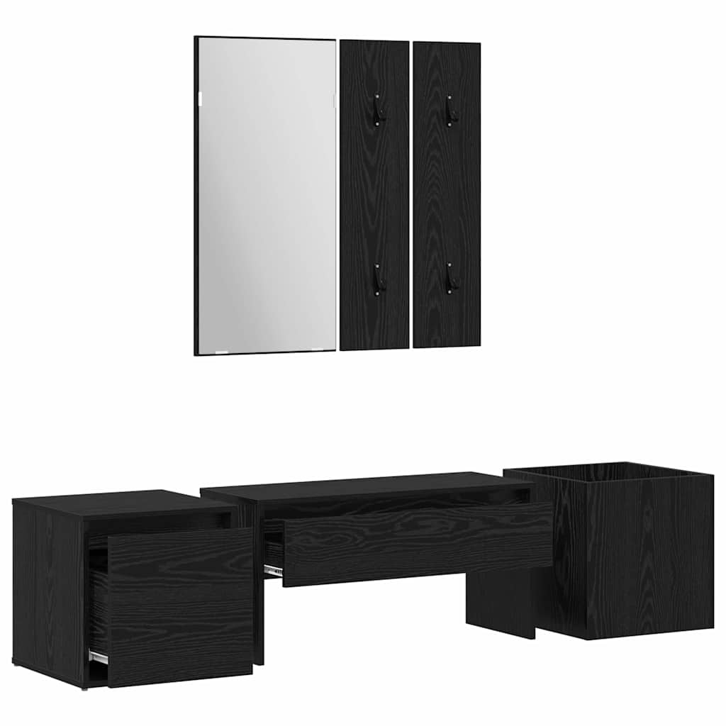 Set mobili da ingresso con specchio 6 pcs Legno multistrato