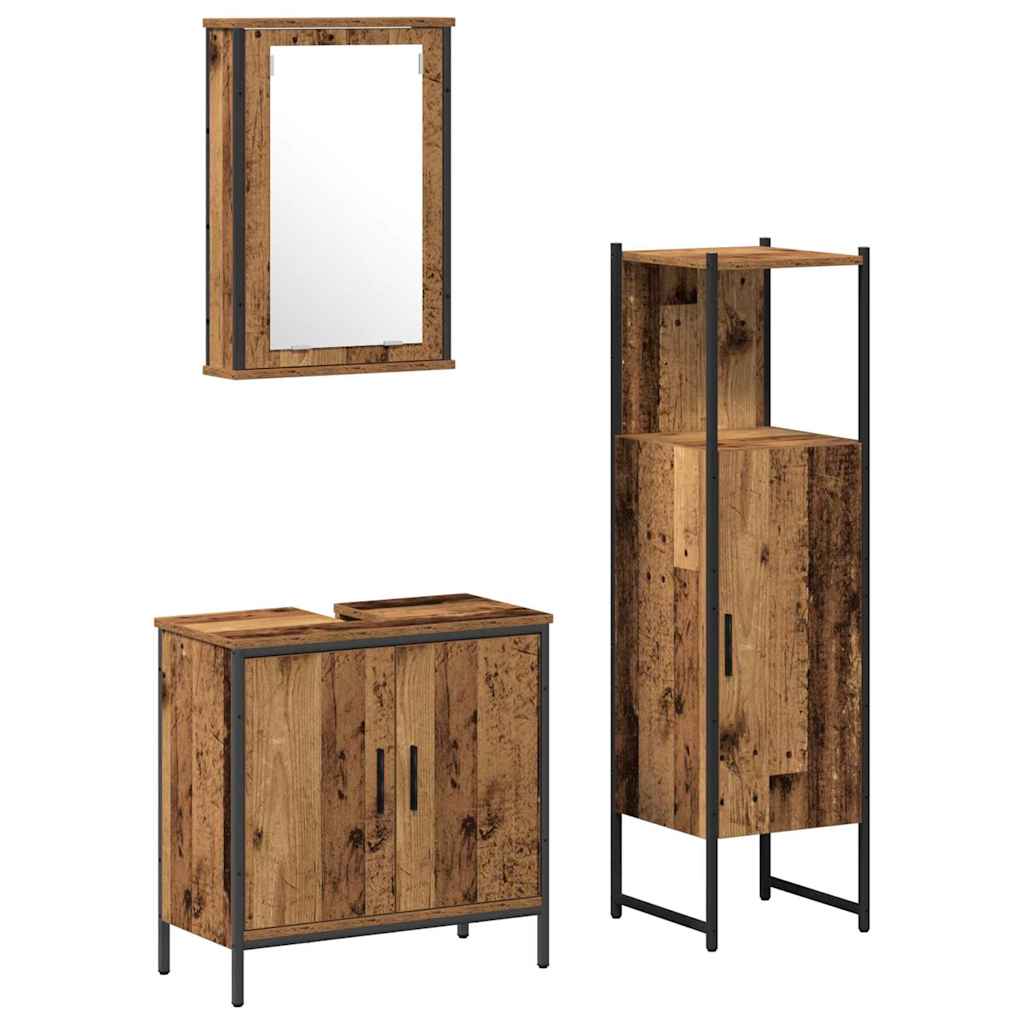 Set di mobili per il bagno 3 pcs Marrone 33 x 33 x 120.5 cm