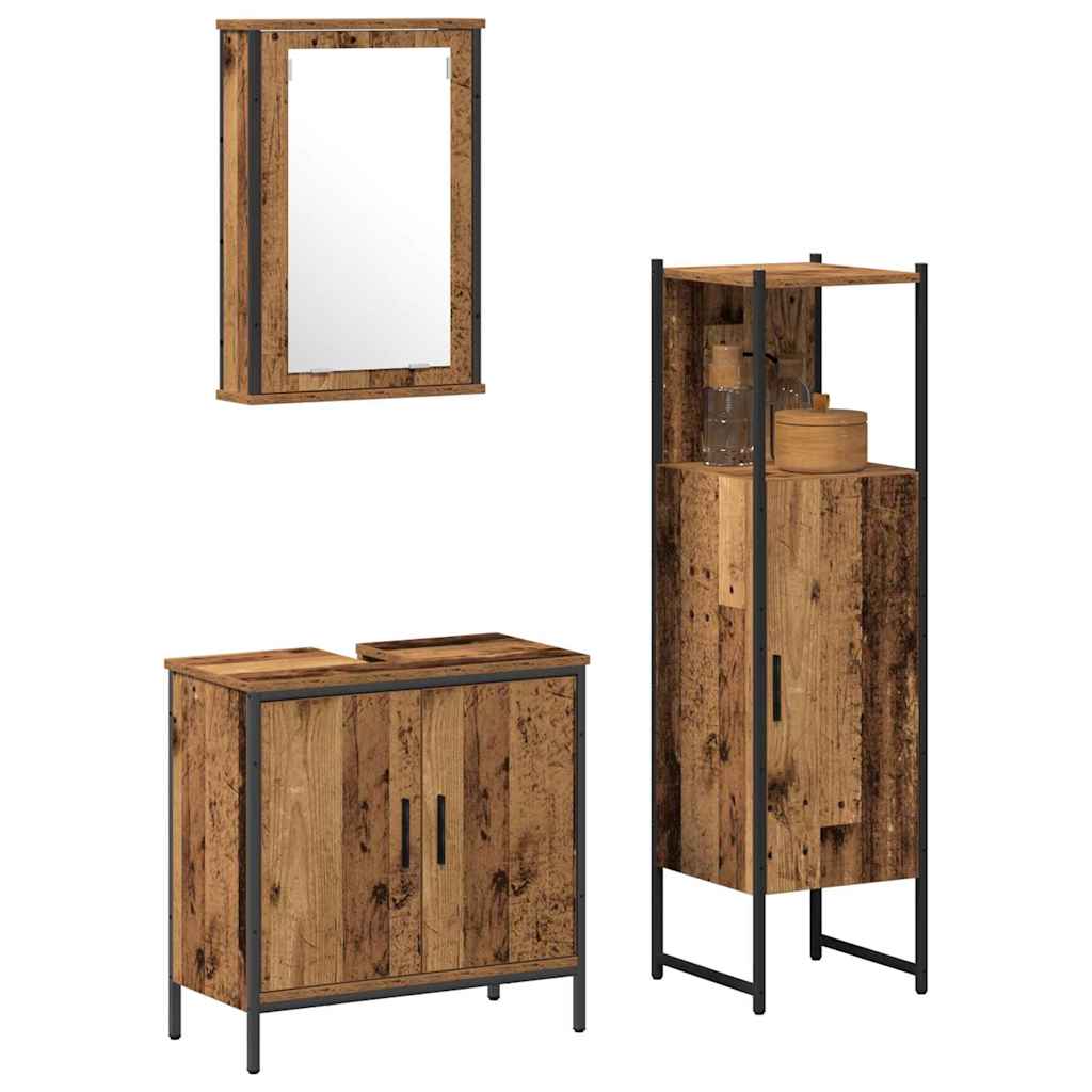 Set di mobili per il bagno 3 pcs Marrone 33 x 33 x 120.5 cm