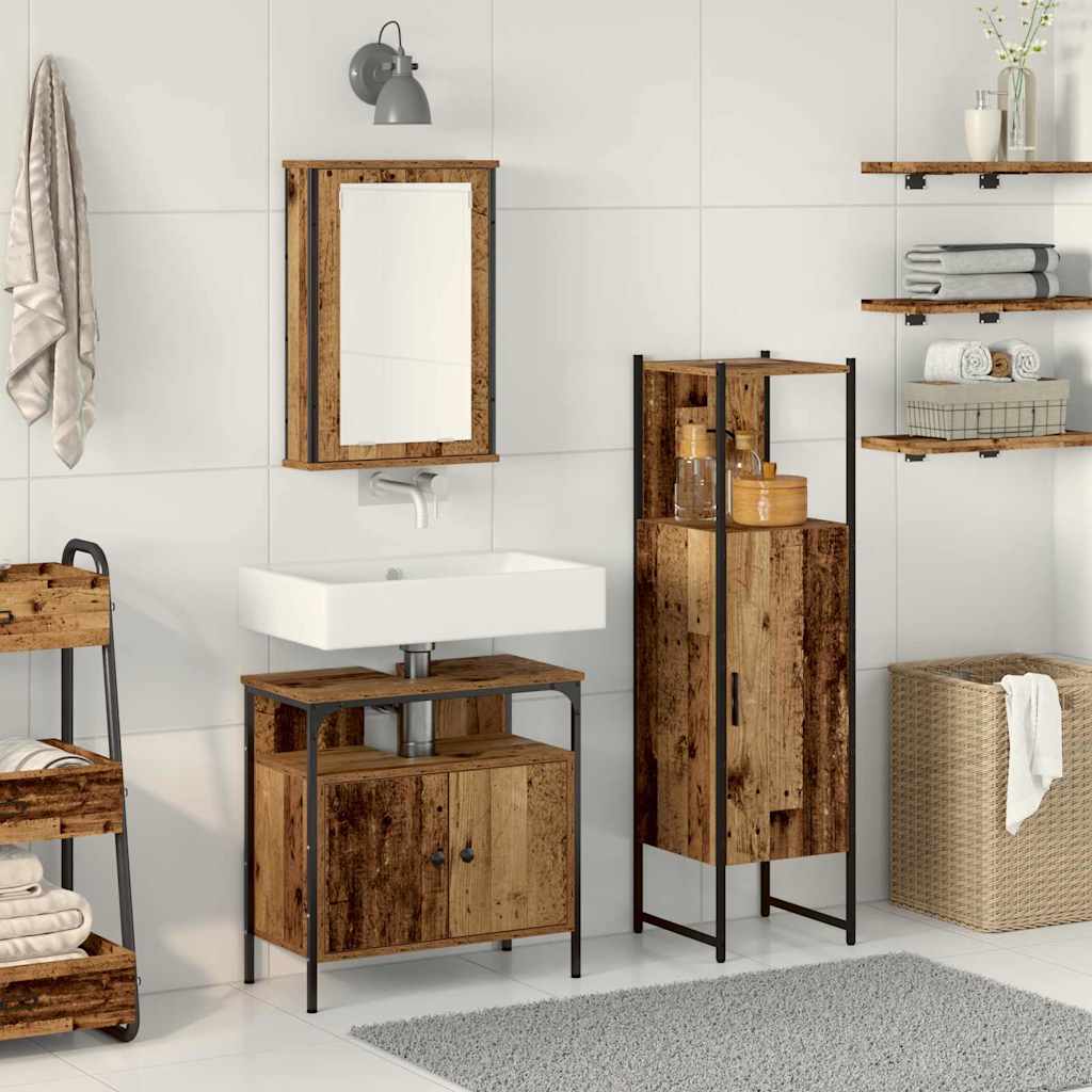 Set di mobili per il bagno 3 pcs Marrone 33 x 33 x 120.5 cm