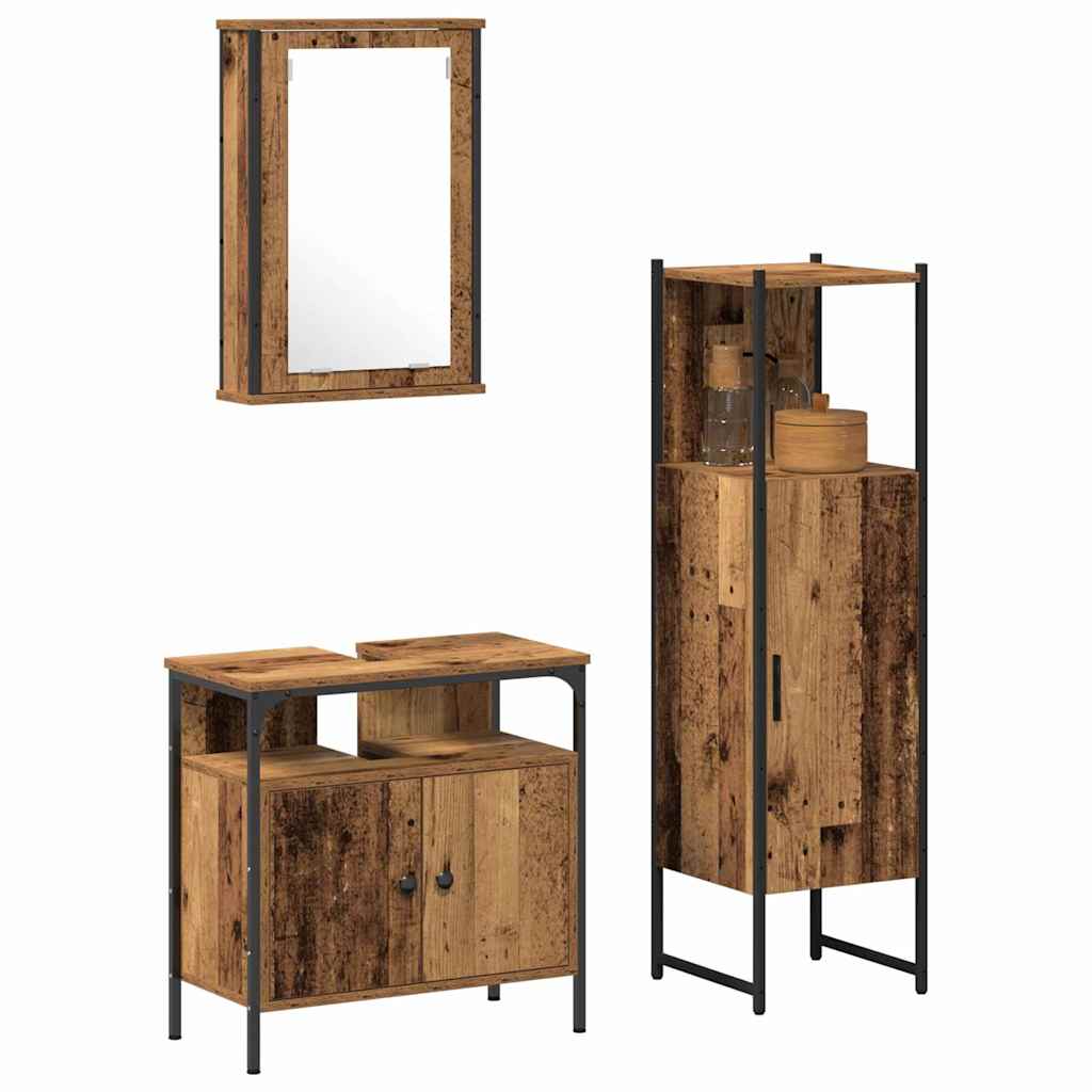 Set di mobili per il bagno 3 pcs Marrone 33 x 33 x 120.5 cm