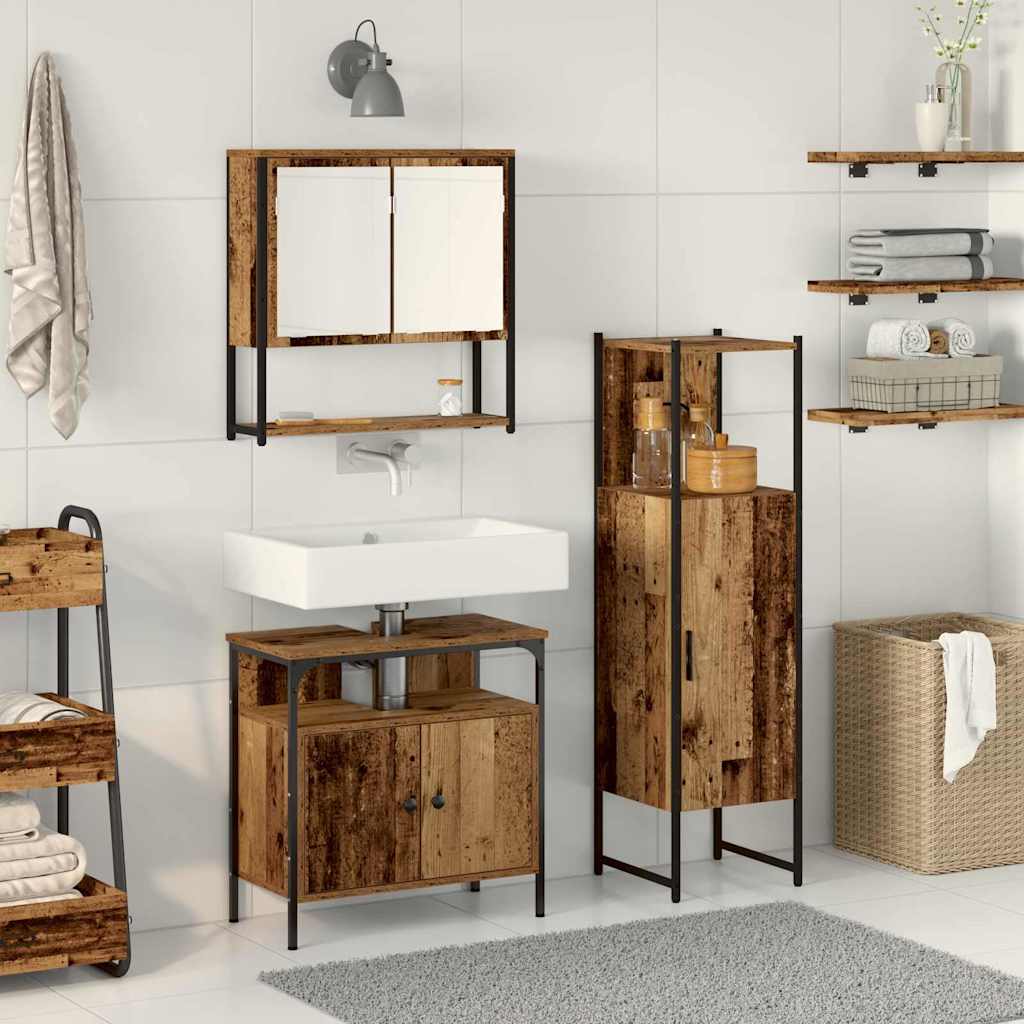 Set di mobili per il bagno 3 pcs Marrone Legno multistrato