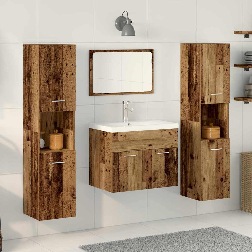Set di mobili per il bagno con porta 4 pcs Legno vecchio