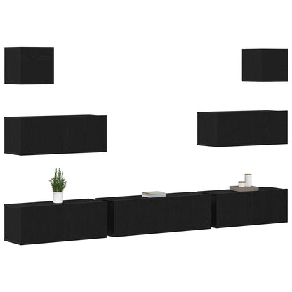 Set mobile TV 7 pcs Rovere Nero 100 x 30 x 30 cm