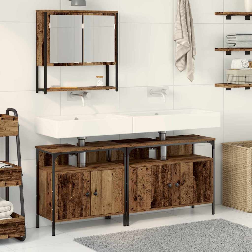 Set di mobili per il bagno 3 pcs Marrone Legno multistrato