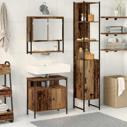 Set di mobili per il bagno con lo scaffale 3 pcs Legno vecchio