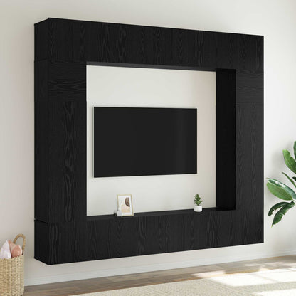 Set mobile TV 8 pcs Rovere Nero Legno multistrato