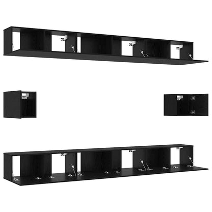 Set mobile TV 8 pcs Rovere Nero Legno multistrato