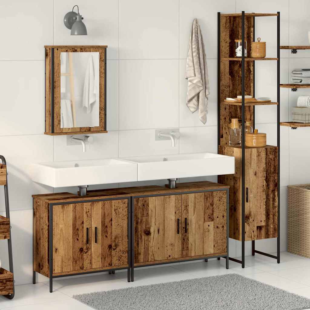 Set di mobili per il bagno 4 pcs Marrone Legno multistrato