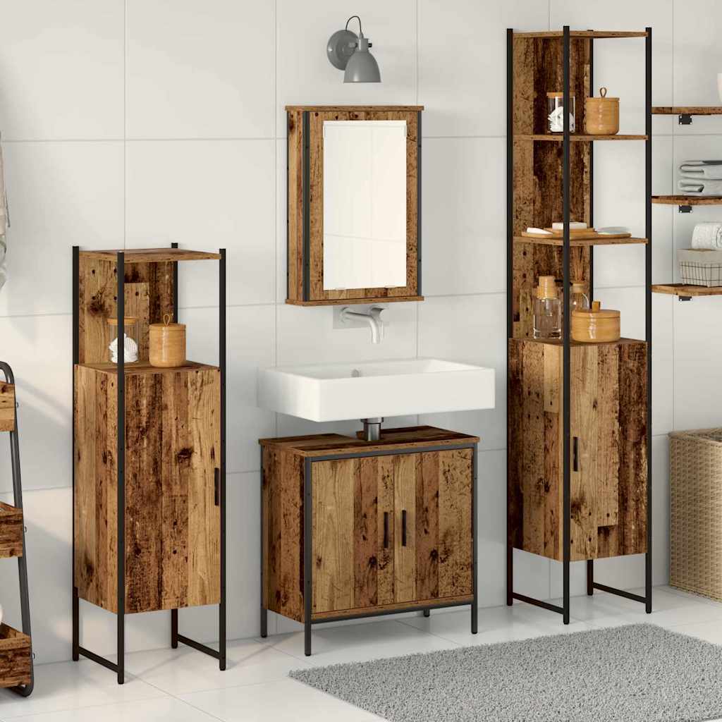 Set di mobili per il bagno 4 pcs Marrone Legno multistrato