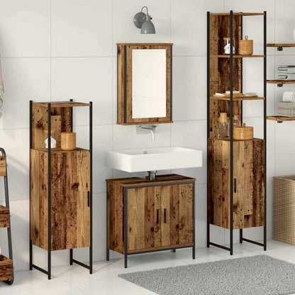 Set di mobili per il bagno 4 pcs Marrone Legno multistrato