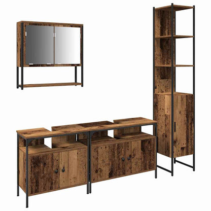 Set di mobili per il bagno con lo scaffale 4 pcs Legno vecchio