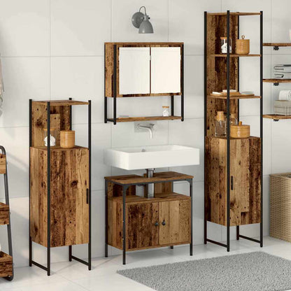 Set di mobili per il bagno con lo scaffale 4 pcs Legno vecchio