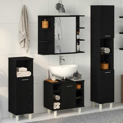 Set di mobili per il bagno 4 pcs Nero 30 x 30 x 179,5 cm