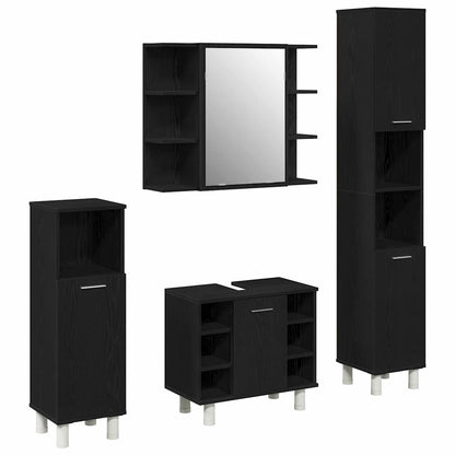 Set di mobili per il bagno 4 pcs Nero 30 x 30 x 179,5 cm