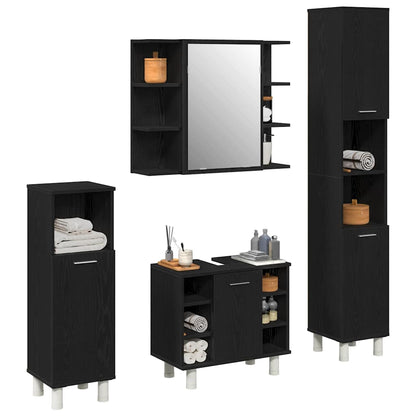 Set di mobili per il bagno 4 pcs Nero 30 x 30 x 179,5 cm