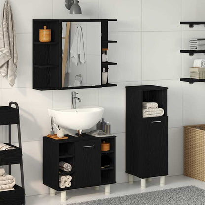 Set di mobili per il bagno 3 pcs Nero 30 x 30 x 99,5 cm