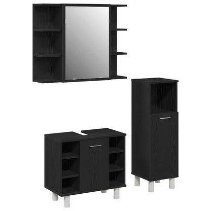 Set di mobili per il bagno 3 pcs Nero 30 x 30 x 99,5 cm