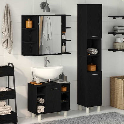 Set di mobili per il bagno 3 pcs Nero 30 x 30 x 179,5 cm