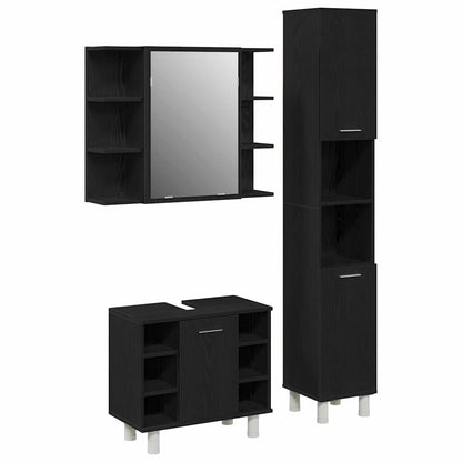 Set di mobili per il bagno 3 pcs Nero 30 x 30 x 179,5 cm