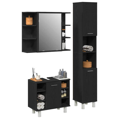 Set di mobili per il bagno 3 pcs Nero 30 x 30 x 179,5 cm
