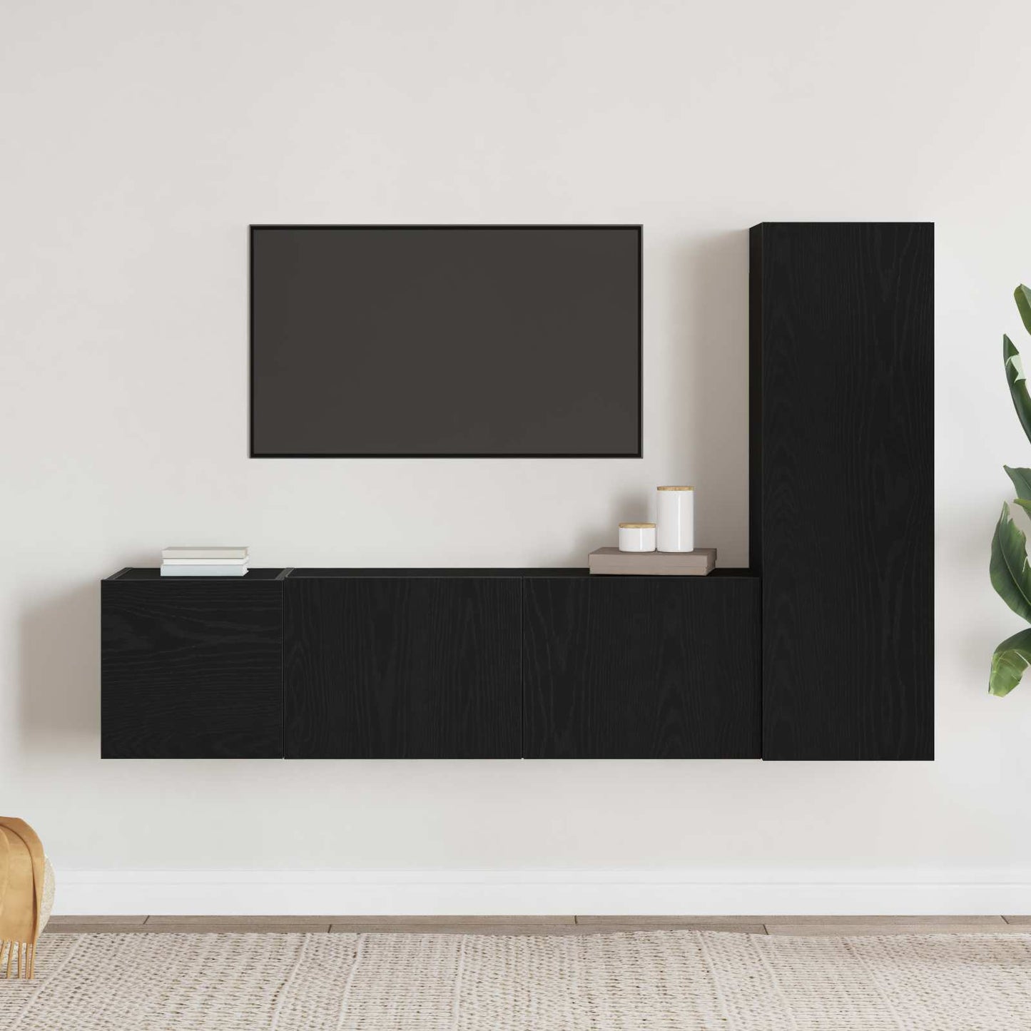 Set mobile TV 3 pcs Rovere Nero 130,5 x 30 x 140 cm
