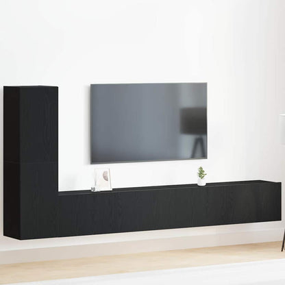 Set mobile TV Montaggio a parete Rovere Nero Legno multistrato