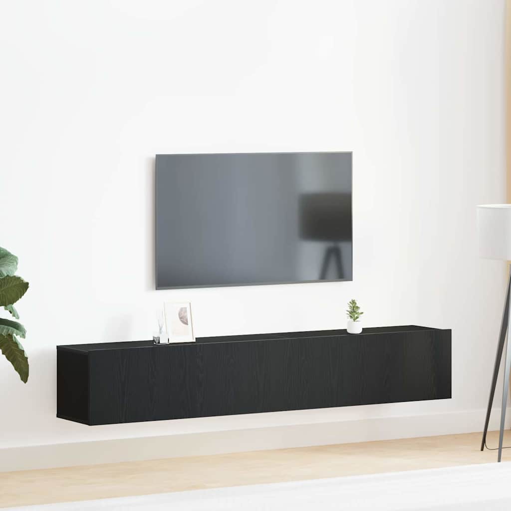 Set mobile TV 2 pcs Rovere Nero Legno multistrato