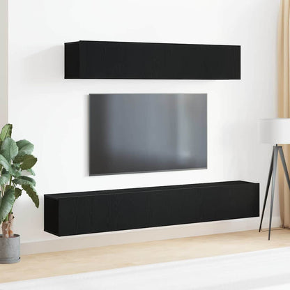 Set mobile TV Montaggio a parete Rovere Nero Legno multistrato
