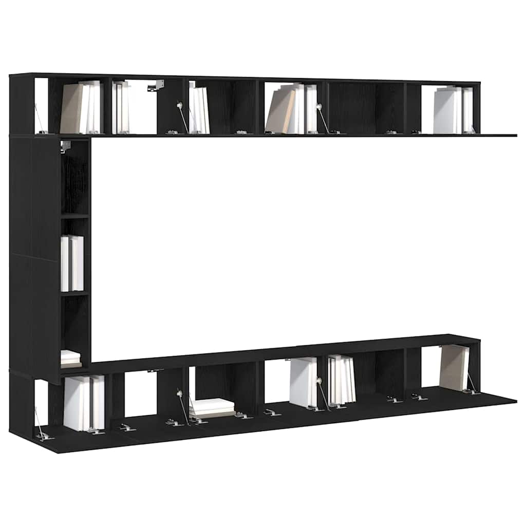 Set mobile TV 9 pcs Rovere Nero Legno multistrato