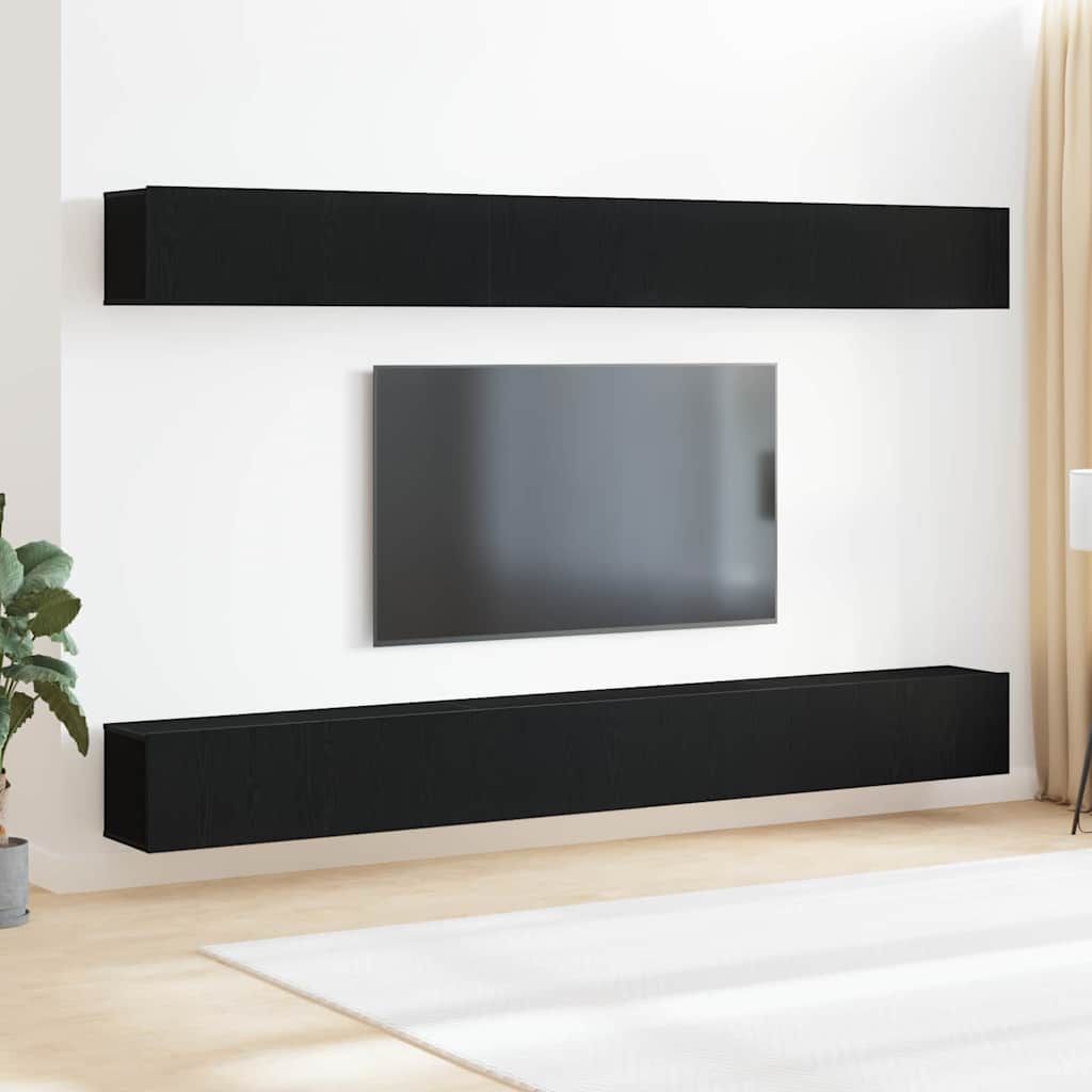 Set mobile TV Montaggio a parete Rovere Nero Legno multistrato