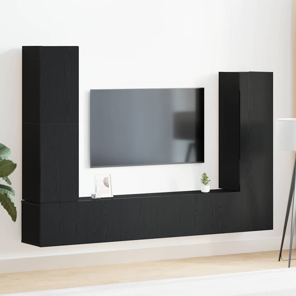 Set mobile TV 6 pcs Rovere Nero Legno multistrato