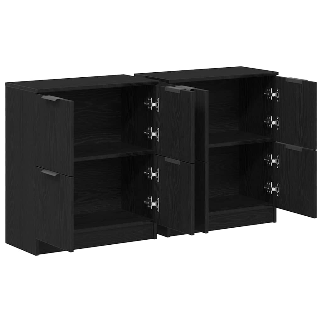 Credenza 2 pcs Rovere Nero 60 x 30 x 70 cm Legno multistrato