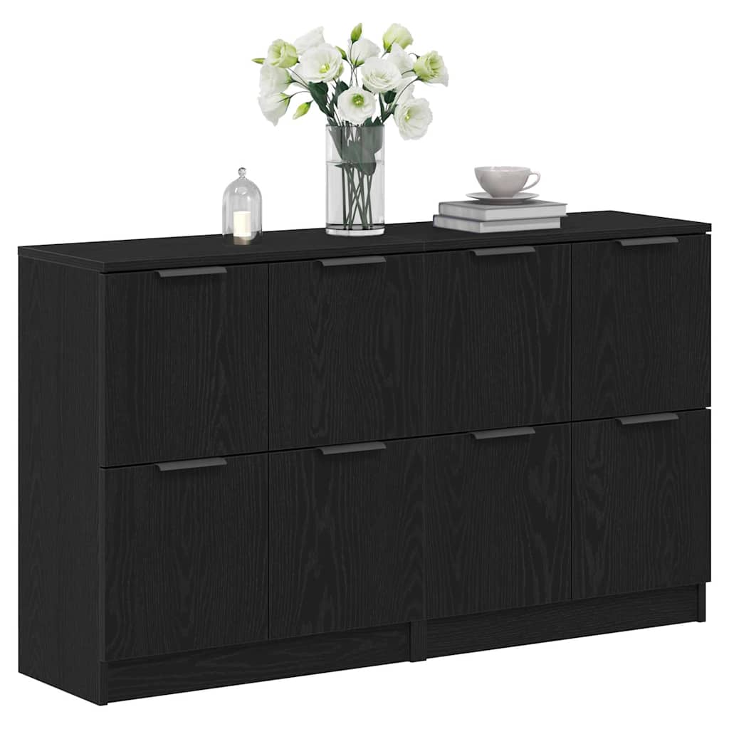 Credenza 2 pcs Rovere Nero 60 x 30 x 70 cm Legno multistrato