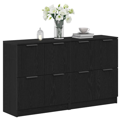 Credenza 2 pcs Rovere Nero 60 x 30 x 70 cm Legno multistrato