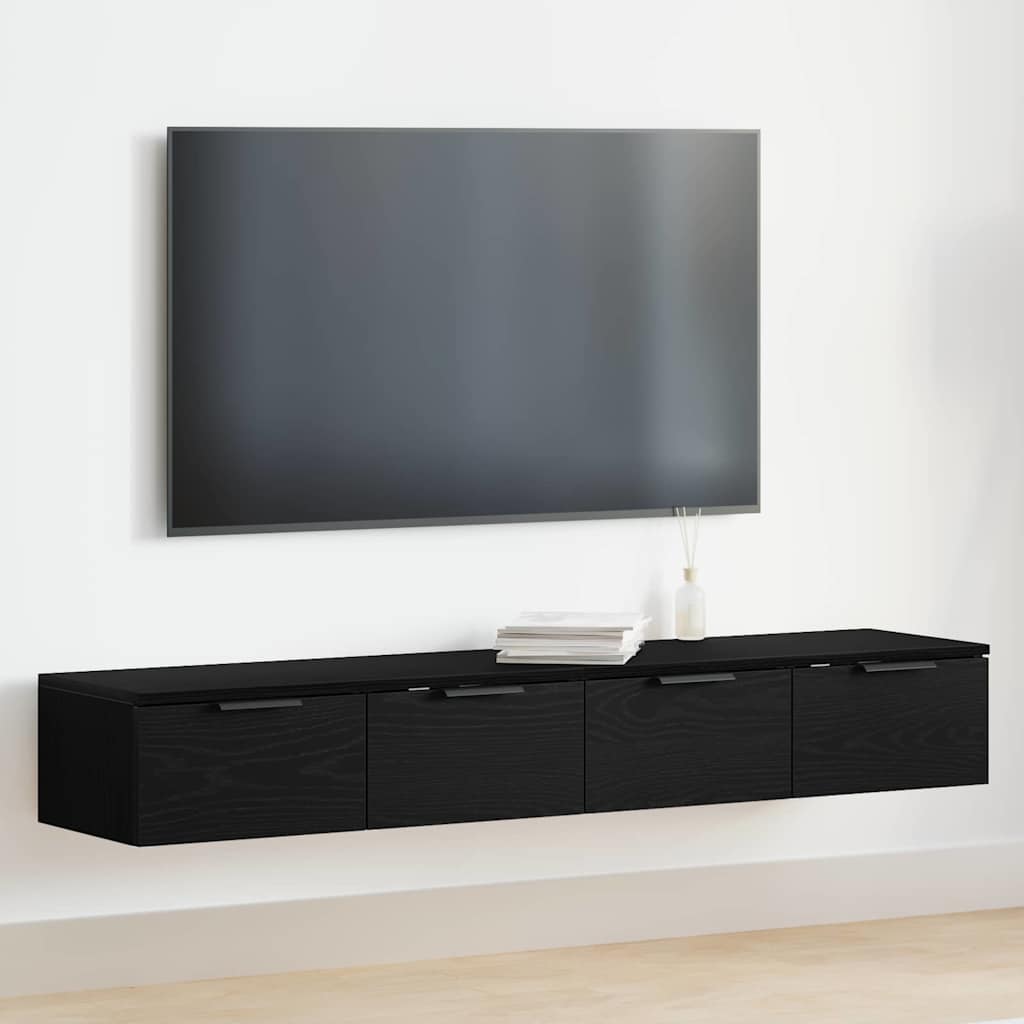 Mobile a muro con cassetto 2 pcs Rovere Nero 68 x 30 x 20 cm